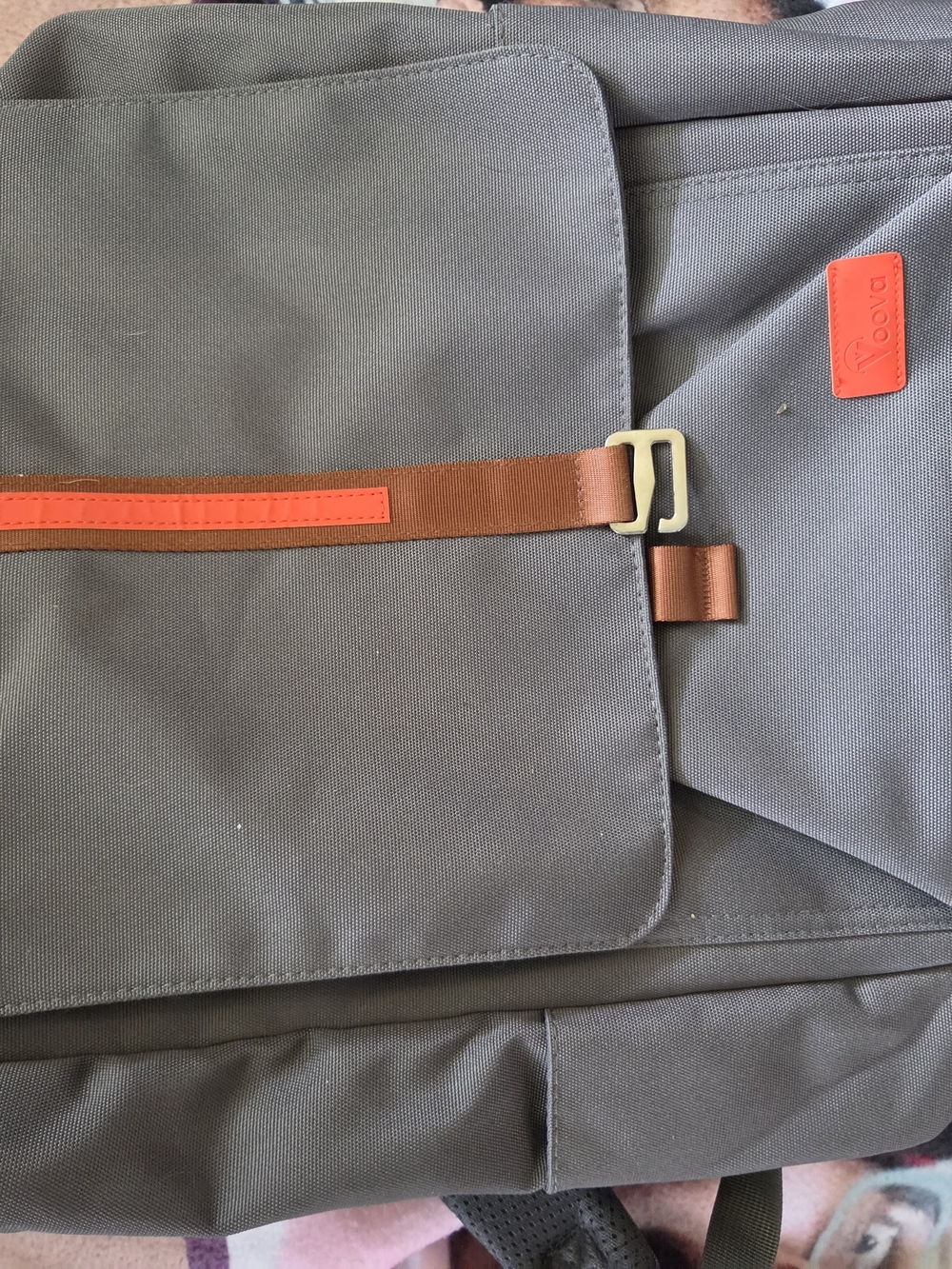NWT Gray Canvas Laptop Backpack with Orange Accent